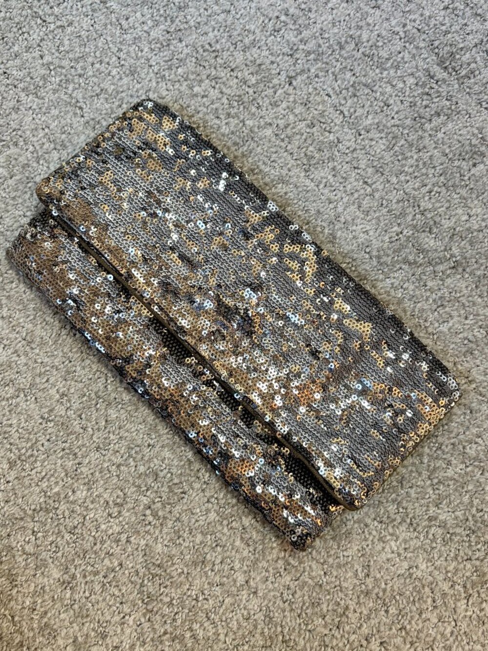 BCBGMaxAzria sequin foldover clutch in Silver & Gunmetal